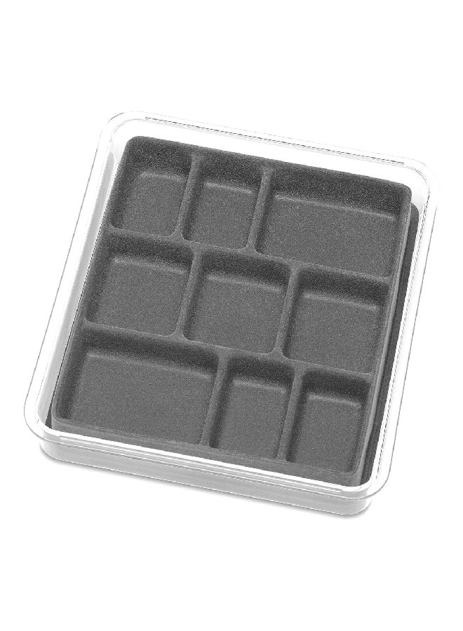 Whitmor Stackable 9-Section Jewelry Tray Grey and Clear 1.5 x 9 x 8 inch 6483-4359-GREY - Image 1