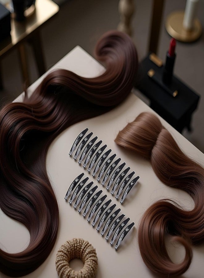 Jizlan 24Pcs Large Metal Snap Hair Clips for Women - 2.16 Inch Black No-slip Clips for Long Hair, Makeup Styling - Image 2