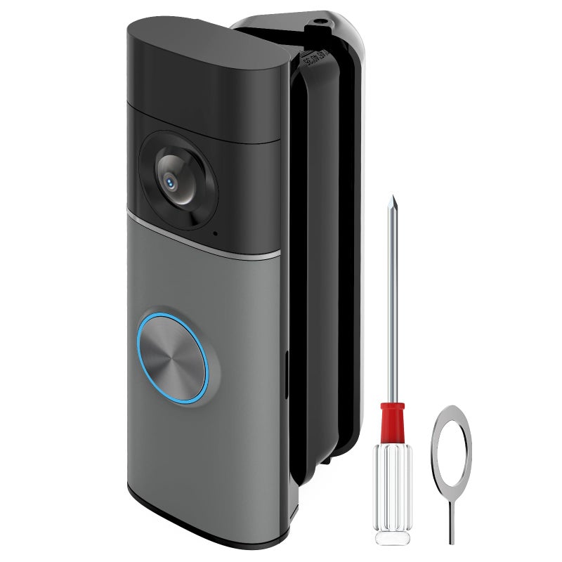 Pefecon R-ing Doorbell Angle Mount, 30-55 Degrees Adjustable Door Mount for Wired Doorbell Pro/Plus(newest model), Widen Corner View Kit, Left/Right Universal Installation for House(Black) - Image 1