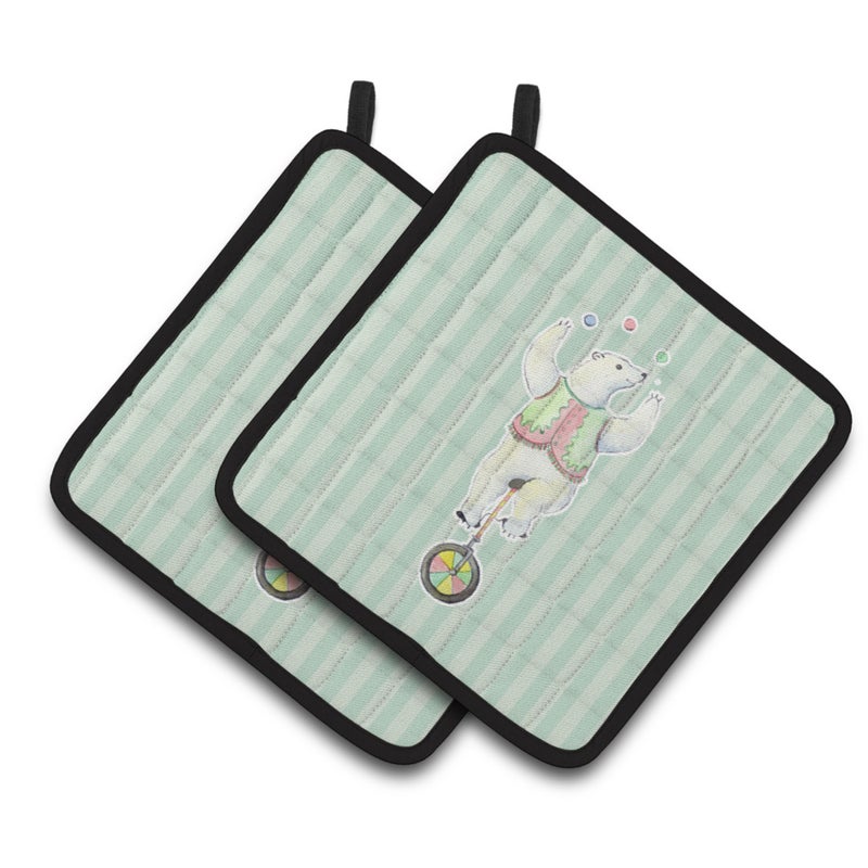 Caroline's Treasures ""Caroline's Treasures BB6861PTHD Circus Bear Pair of Pot Holders  7.5 x 7.5""""  Multicolor"" 