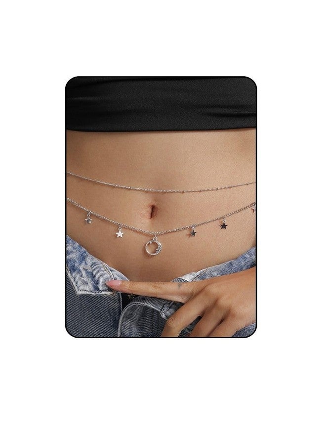 Fabme Women's Waist Chain - Moon Starts, Stylish Saree Gold Plated Belly Chain - 2 Layer Body Hip Chain for the Waist Ladies Sexy Bikini Jewelry (26-42 In) - Image 1