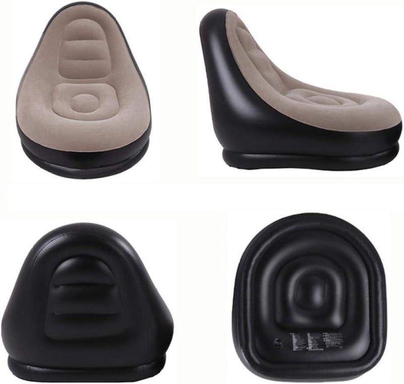 FLIPXEN FLIPXEN Home Garden Inflatable Deluxe Lounge Lounger Chair with Ottoman Foot Stool Seat Relax Couch Brown  - Image 5