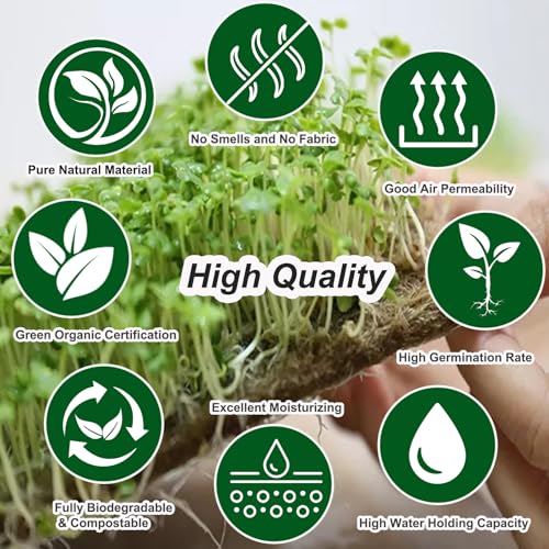 Emsiok 64PCS Microgreens Kit, 5" X 5" Hydroponic Sprouting Pads Microgreen Grow Mat Indoor Organic Production for Microgreen Starter Tray Wheatgrass Sprouts - Image 3