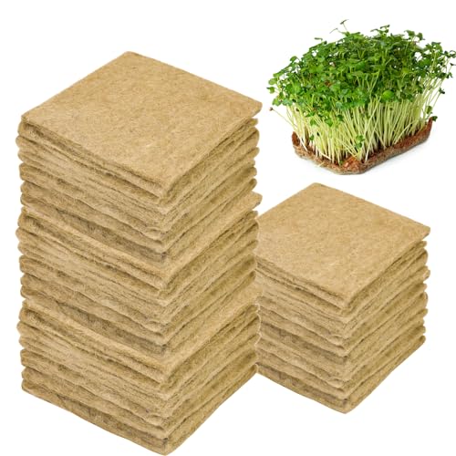 Emsiok 64PCS Microgreens Kit, 5" X 5" Hydroponic Sprouting Pads Microgreen Grow Mat Indoor Organic Production for Microgreen Starter Tray Wheatgrass Sprouts - Image 1