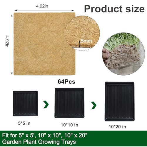 Emsiok 64PCS Microgreens Kit, 5" X 5" Hydroponic Sprouting Pads Microgreen Grow Mat Indoor Organic Production for Microgreen Starter Tray Wheatgrass Sprouts - Image 2