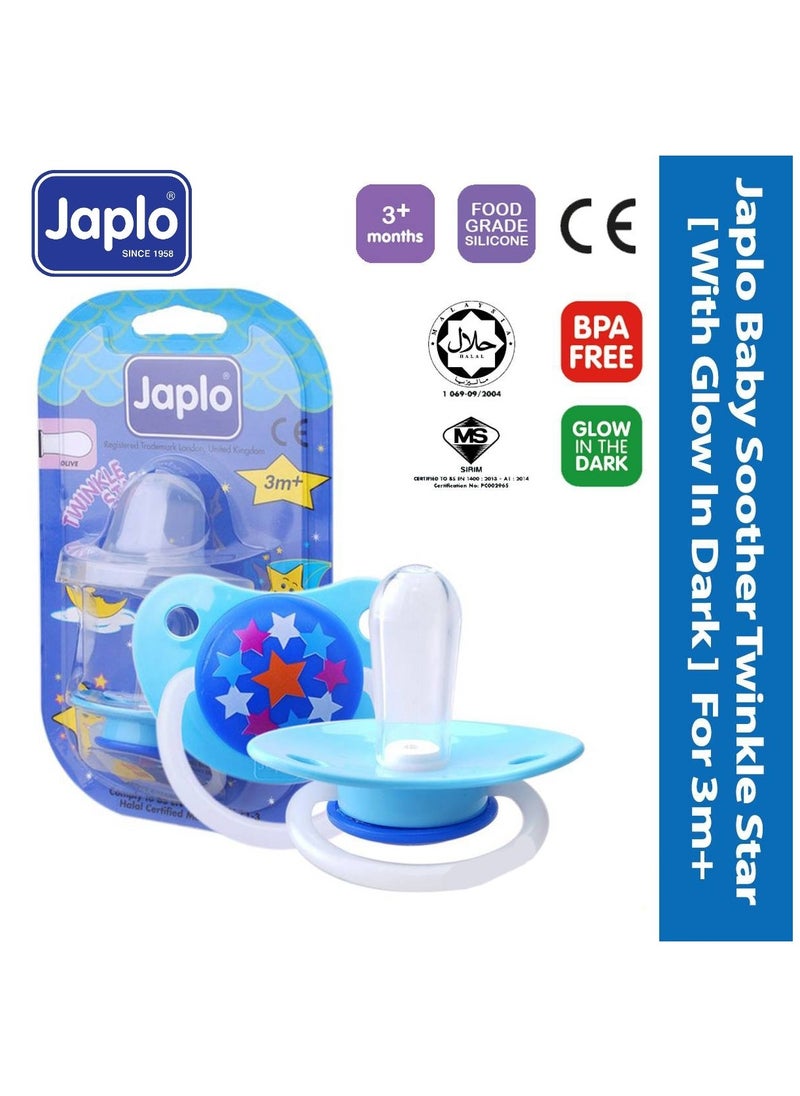 Japlo Japlo Twinkle star olive +3M soother (Pacifier with cover & Glow In The Dark)  - Image 2