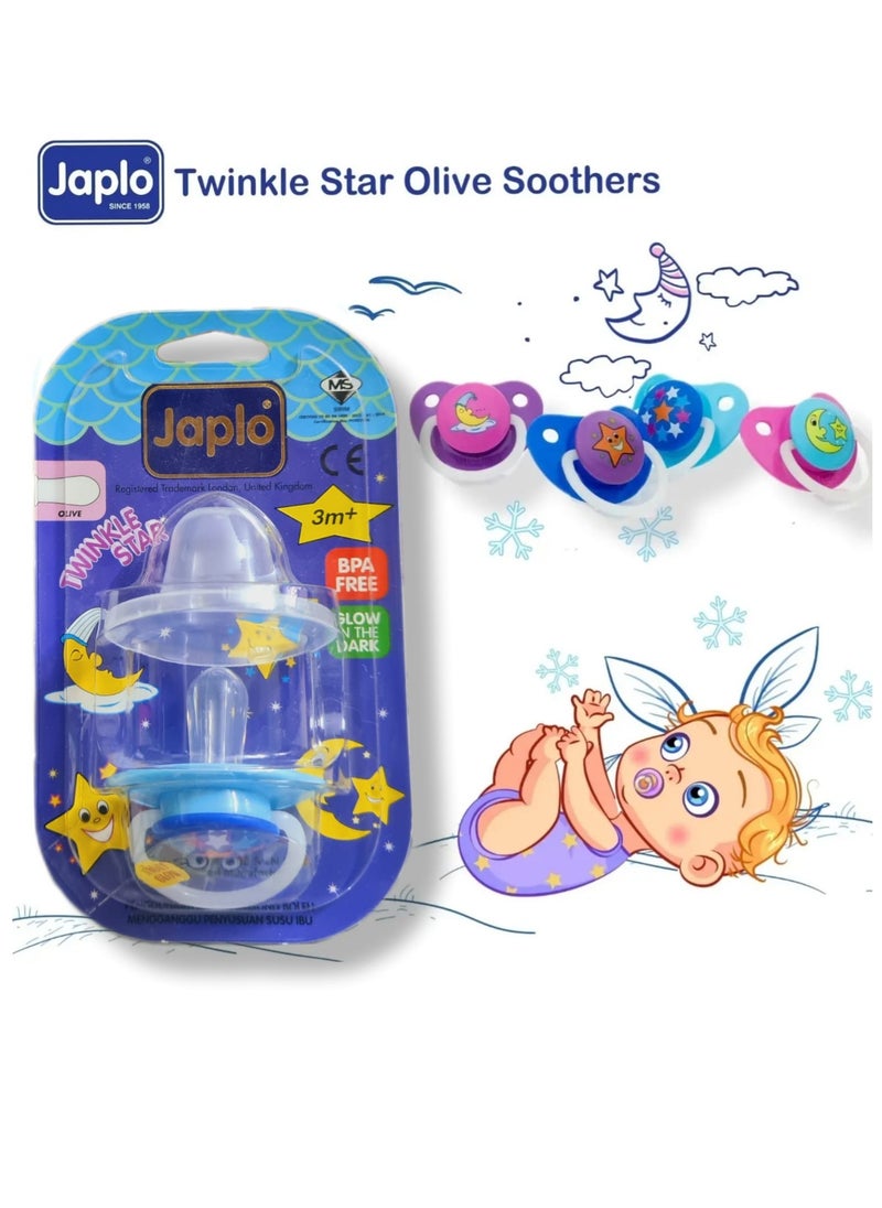Japlo Japlo Twinkle star olive +3M soother (Pacifier with cover & Glow In The Dark)  - Image 3