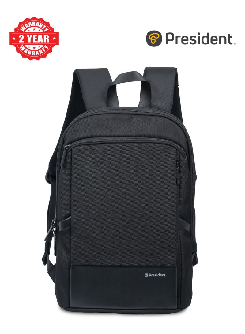 PRESIDENT Unisex slim Backpack durable premium water-resistant shoulder daypack for office business travel college school,( Black ) BPP77115 - Image 1