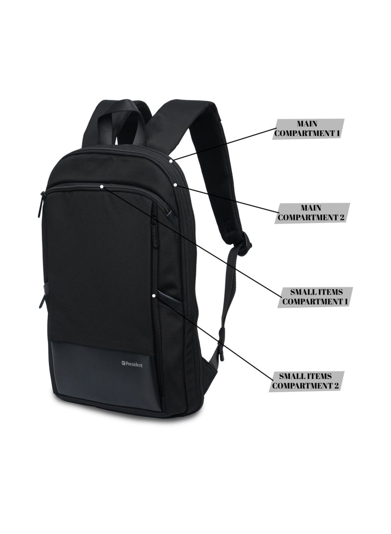 PRESIDENT Unisex slim Backpack durable premium water-resistant shoulder daypack for office business travel college school,( Black ) BPP77115 - Image 5