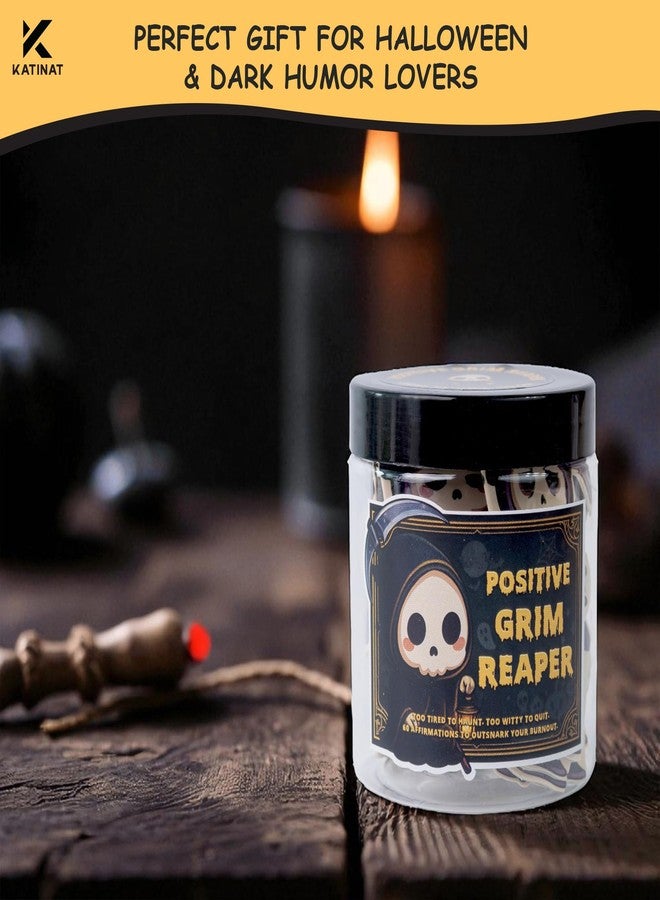 KATINAT Emotional Support Grim Reaper - Positive Grim Reaper Jar, Dark Humor Spooky Gifts, Halloween Basket Stuffers for Adults Women Men & Funny Halloween Gifts for Adults, Coworkers, Boo Basket Stuffers - Image 4