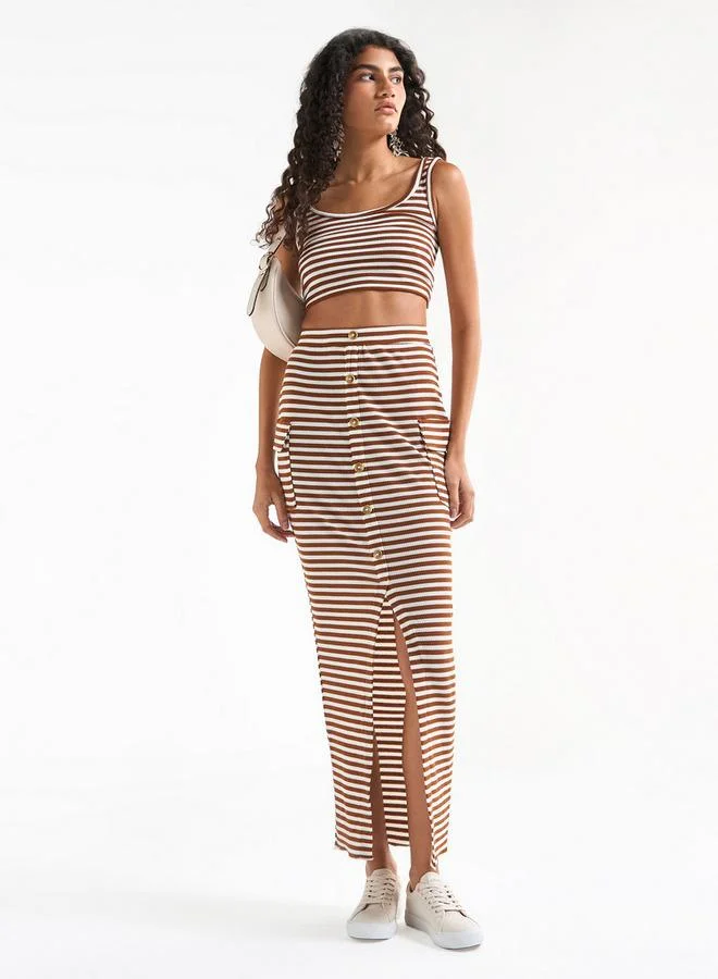 Splash FAV Striped Tank Top with Round Neck