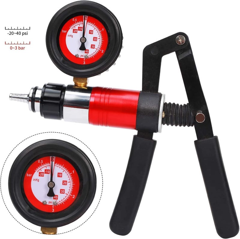 ZJERYL GULL 23PCS Handheld Vacuum Pump Tester Brake Bleeder Kit Brake System Bleeding Tools with Adapters and 2 Reservoir Bottles Automotive Brake for Car Truck Motorcycle（Red） - Image 3