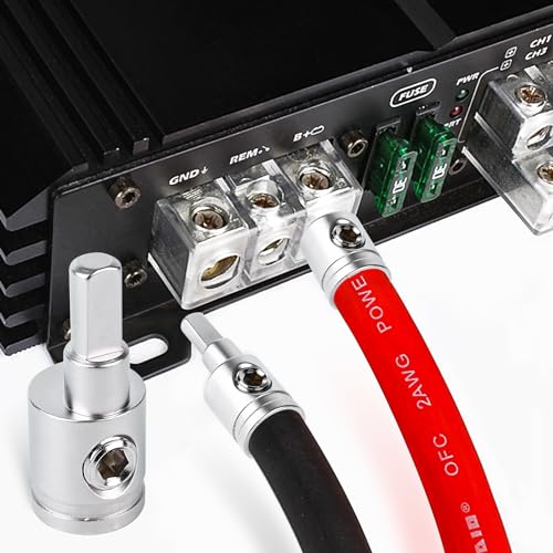 Tottist Amp Input Reducer 4 Gauge to 8 Gauge (2PCS) Car Stereo Audio AWG Pin Power Ground Wire Reducer 2PCS - Image 5