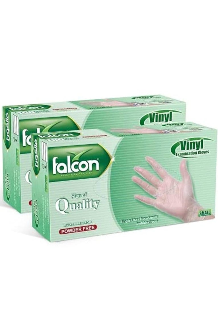 Falcon Falcon Vinyl Gloves - Clear Powder Free (2 Packs x 100 Pieces) - Image 1