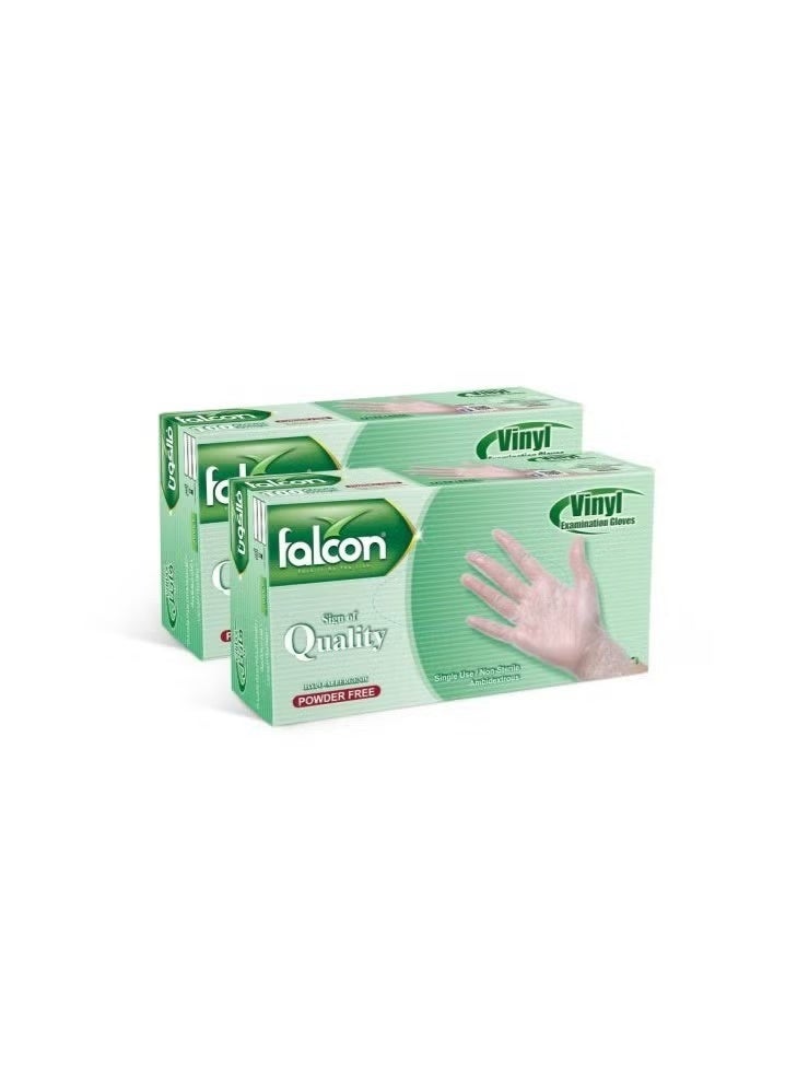 Falcon Falcon Vinyl Gloves - Clear Powder Free (2 Packs x 100 Pieces) - Image 2