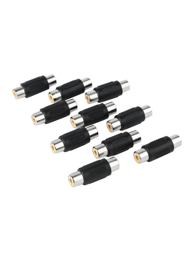 NIBEMINENT 10-Piece RCA Female To Jack Connector Set Black/Silver  - Image 1