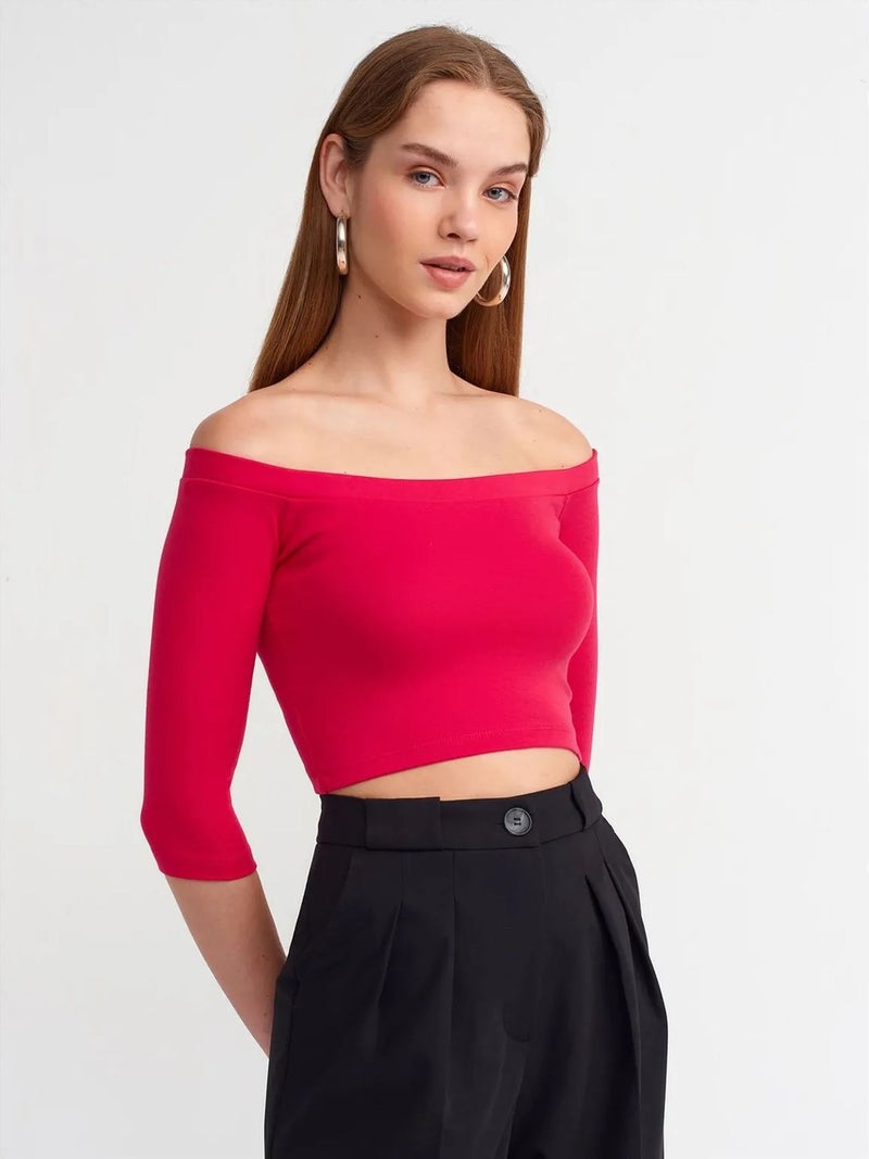 DILVIN Women’s Off-shoulder Crop Blouse - Image 4