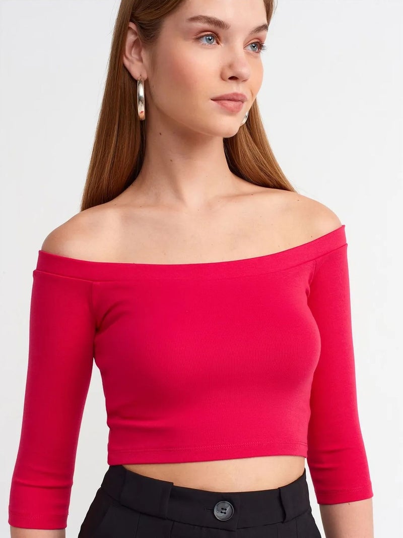 DILVIN Women’s Off-shoulder Crop Blouse - Image 1