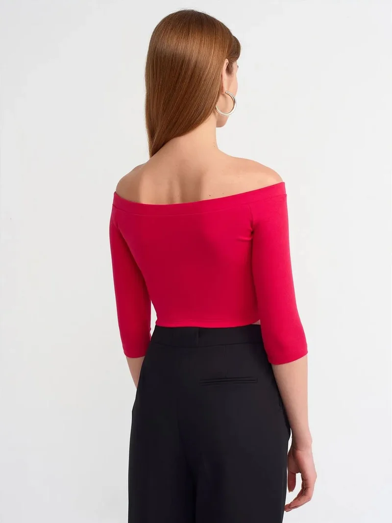 ديلفين DILVIN Women’s Off-shoulder Crop Blouse