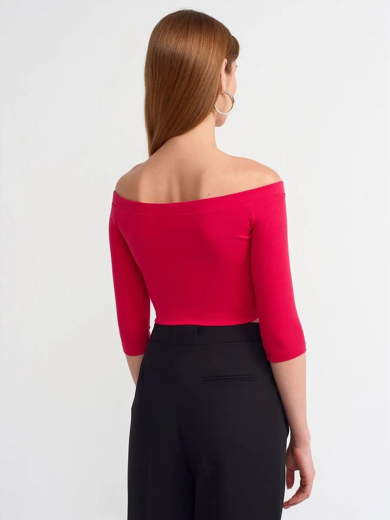 DILVIN Women’s Off-shoulder Crop Blouse - Image 2
