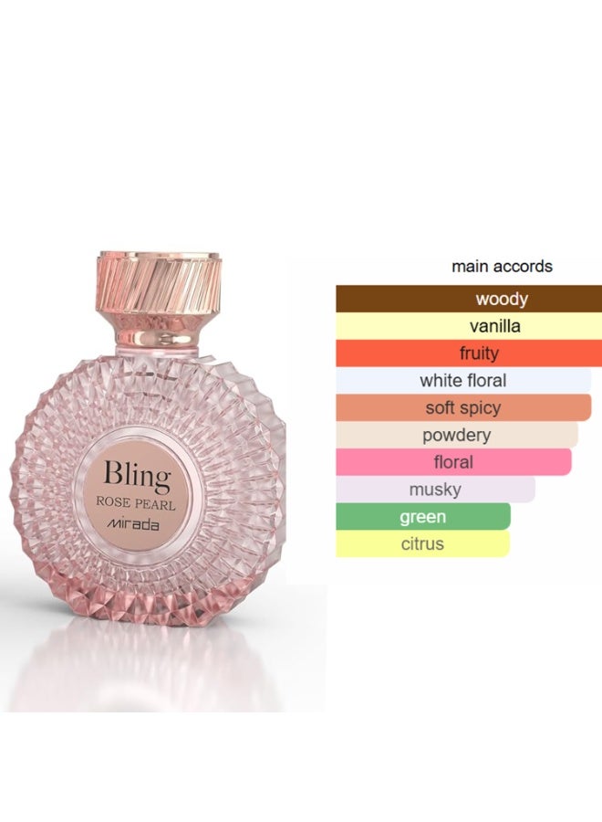 ميرادا عطر بلينغ روز بيرل للنساء أو دو بارفان 100 مل - Image 3