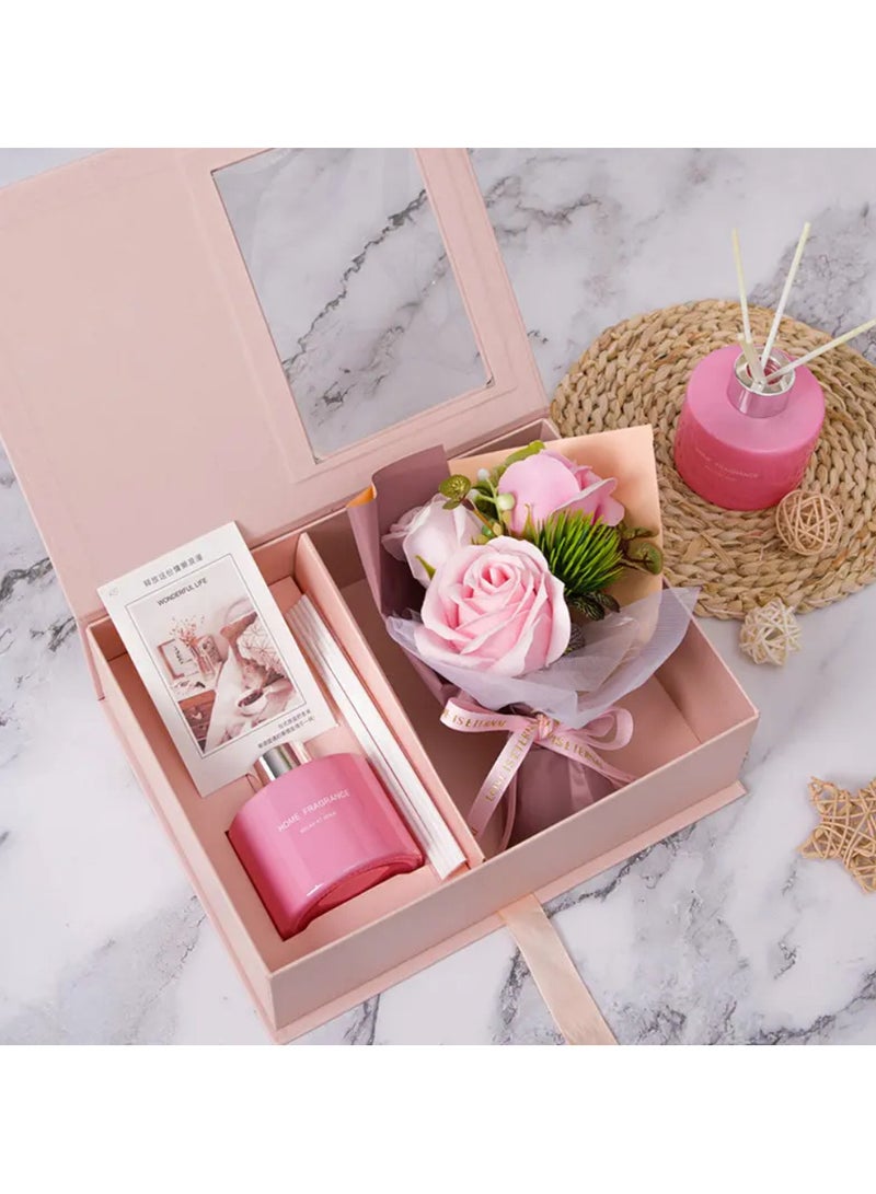 Gifts for Women for Birthday Women's Day Mother's Day,BOUQUET Gifts for Women,A Bottle Of Home Fragrance And Sticks Gift Set for Women With luxurious Box