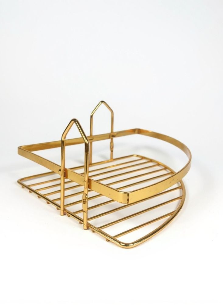 Stainless steel corner bathroom shelf shower caddy organizer rack for shampoo soap & accessories rustproof multipurpose holder comes with screws & anchors gold 1 tier. - Image 2