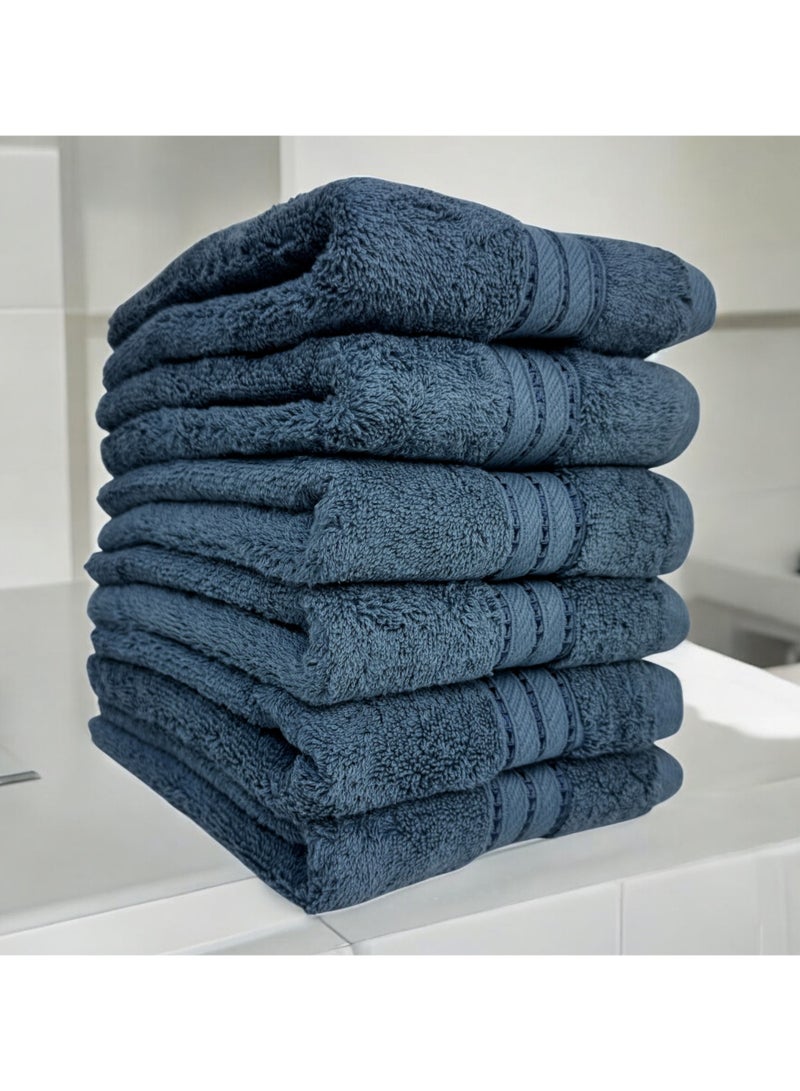 KASSINO Kassino Jumbo Hand Towel (6 Pack, 45x70 cm) - 580 GSM Large Hand Towels,100% Combed Cotton, Soft & Quick-Dry Towels, Highly Absorbent, Double Stitched Hotel Quality Towels | China Blue  - Image 2