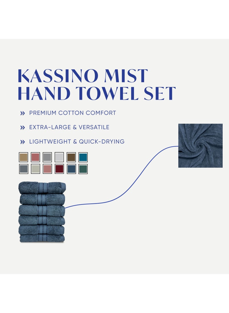 KASSINO Kassino Jumbo Hand Towel (6 Pack, 45x70 cm) - 580 GSM Large Hand Towels,100% Combed Cotton, Soft & Quick-Dry Towels, Highly Absorbent, Double Stitched Hotel Quality Towels | China Blue  - Image 3