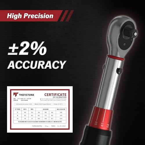 Thorstone 1/4 Torque Wrench, 10-150 in.-lb./ 1.1~16.9Nm Dual-Direction Adjustable Micrometer Click Torque Wrench, 72-Tooth Gear, ±2% Clockwise High Accuracy Reversible Dual Range Scales - Image 2