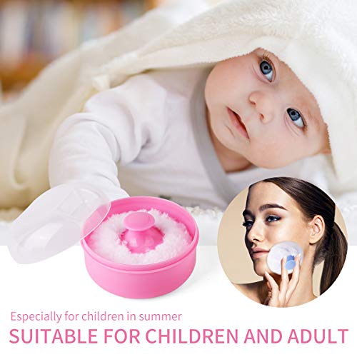 Arroyner 2Pcs Baby Body Cosmetic Powder Puff Body Powder Puff and Container Case (Pink and Blue) (2pcs) - Image 5