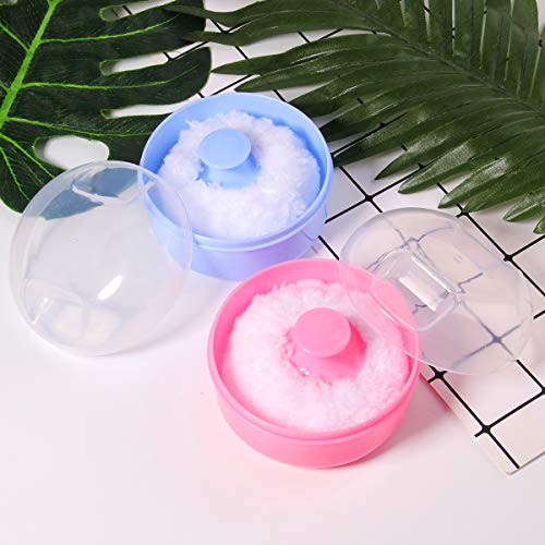 Arroyner 2Pcs Baby Body Cosmetic Powder Puff Body Powder Puff and Container Case (Pink and Blue) (2pcs) - Image 3