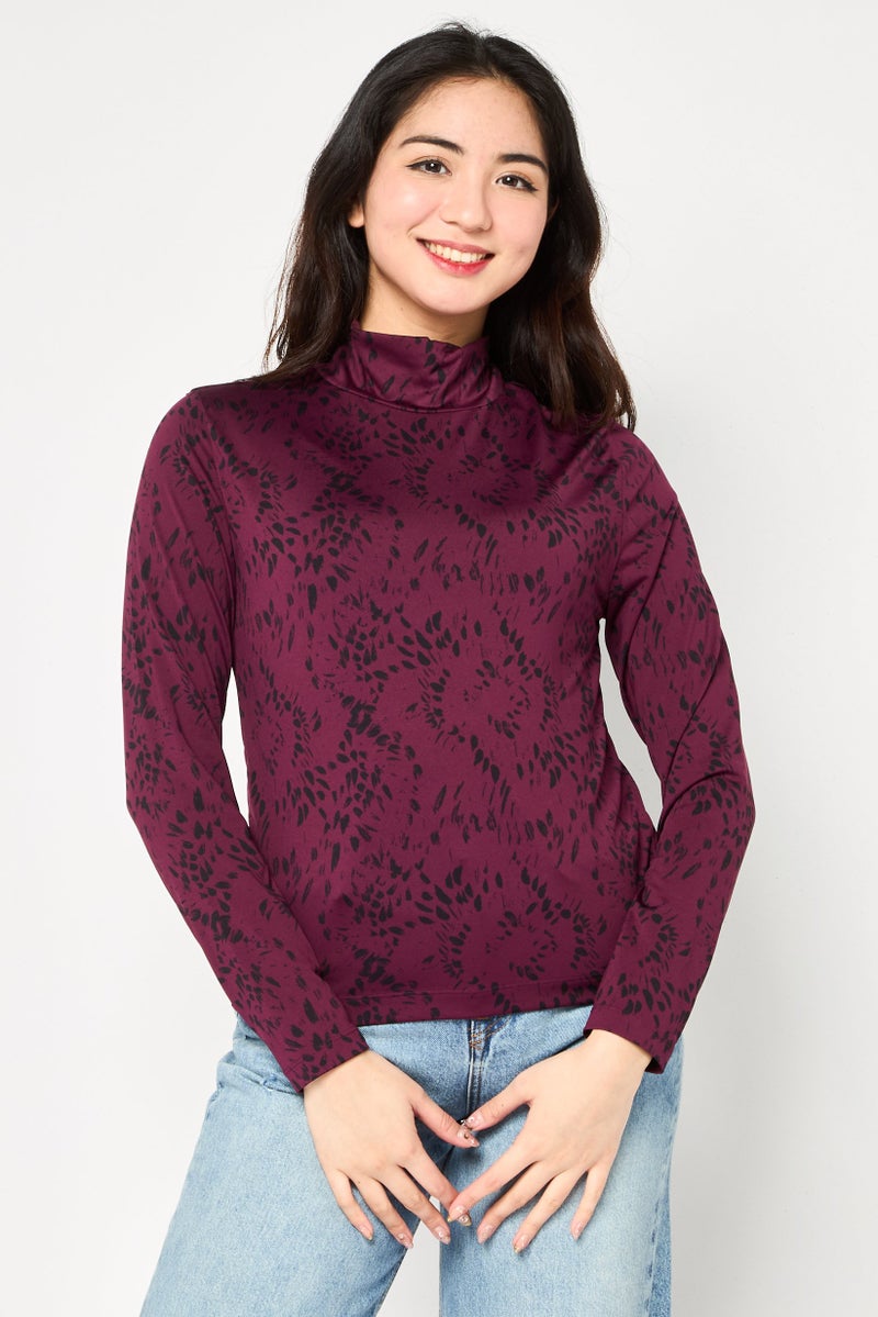 Levi's بلوزات نسائية بأكمام طويلة وياقة مرتفعة، مطبوعة بألوان متعددة - Image 1