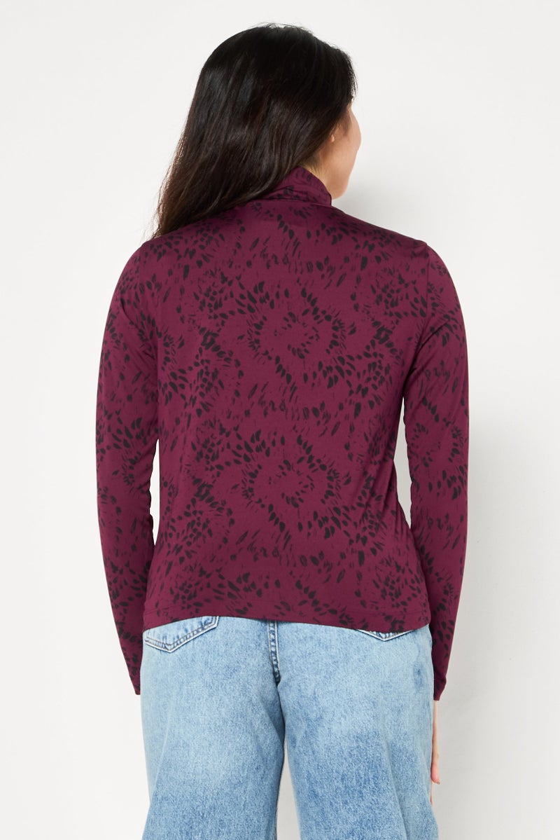 Levi's بلوزات نسائية بأكمام طويلة وياقة مرتفعة، مطبوعة بألوان متعددة - Image 3