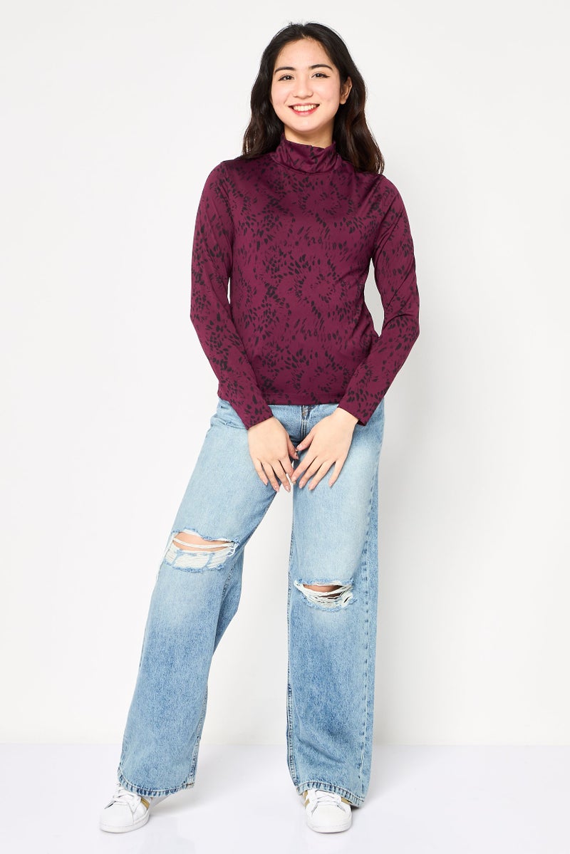 Levi's بلوزات نسائية بأكمام طويلة وياقة مرتفعة، مطبوعة بألوان متعددة - Image 4