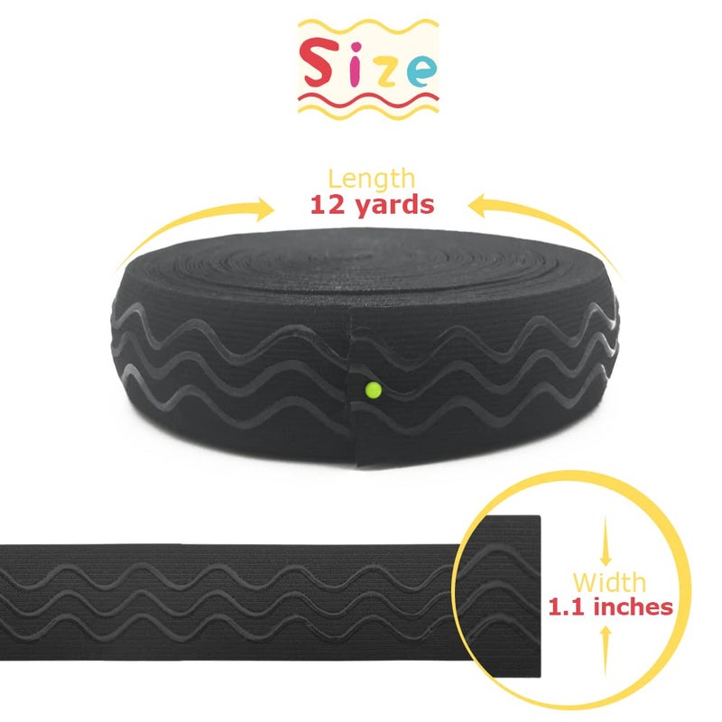 SmiLife Silicone Gripper Elastic Band, 1.1 Inches Non-Slip Gripper Elastic for Sewing, 12 Yards, Black - Image 3