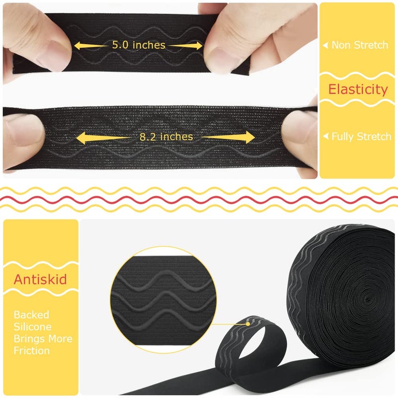 SmiLife Silicone Gripper Elastic Band, 1.1 Inches Non-Slip Gripper Elastic for Sewing, 12 Yards, Black - Image 4