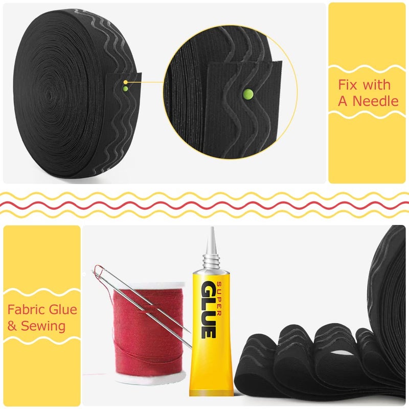 SmiLife Silicone Gripper Elastic Band, 1.1 Inches Non-Slip Gripper Elastic for Sewing, 12 Yards, Black - Image 5
