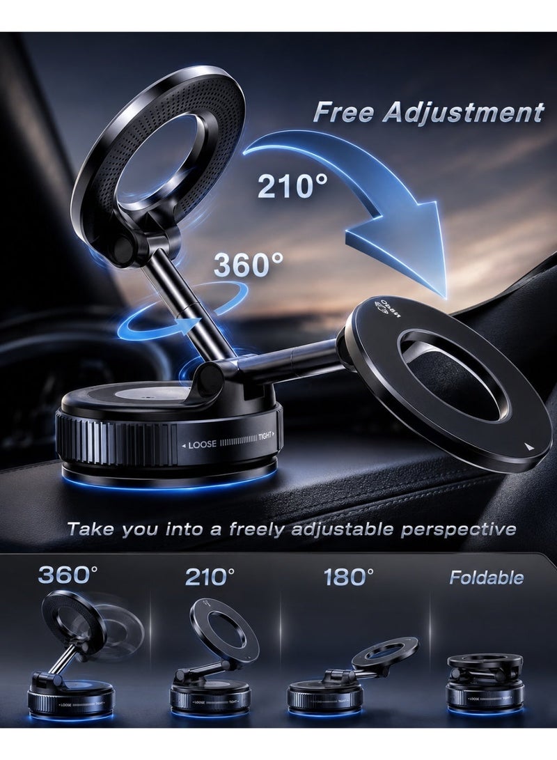 Klicktech 2026 Vacuum Magnetic Car Phone Mount,Strong Magnetic Phone Holder for Car Dashboard, Vacuum Magnetic Car Phone Mount,infino N55 Vacuum Suction Cup Mount with 360° Rotation & Anti-Shake - Universal Hands-Free Compatible with All Smartphones, Ideal for Car, Gym, Mirror, Smooth Surface (Sleek Blue) - Image 4