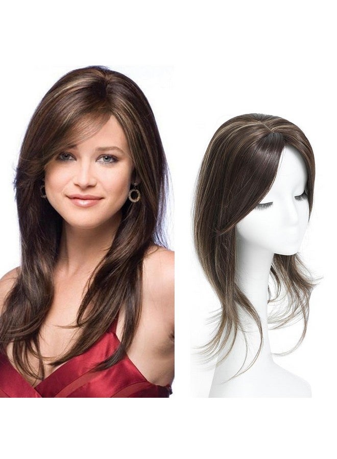 UDU Du Hair Toppers For Women For Thinning Hair Highlights Synthetic Fiber Hair Toppers Hair Pieces For Women Ladies Ash Brown Mutilayer Long Straight Wavy Clip In Wiglets With Fringe Bangs - Image 2