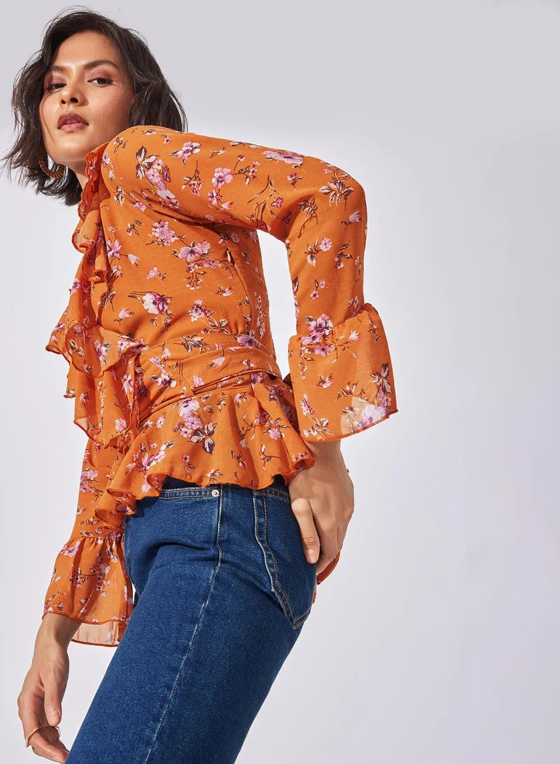 ذا ليبل لايف بلوزة مكشكشة بنقشة الزهور