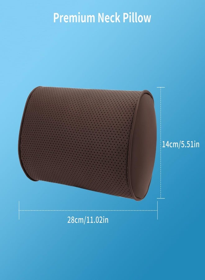 Dapucarin Car Headrest Pillow for Driving - Luxury Leather 100% Memory Foam, Ergonomic Neck Support - Universal Fit Head Rest Travel Pillow for Most Cars, Home & Office, Brown, 2 Pack - Image 5