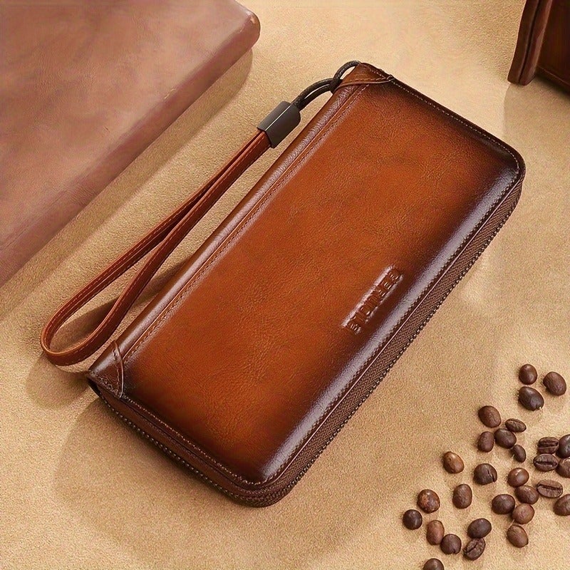 GERUOLA Men's Genuine Leather Long Wallet, Soft Cowhide Clutch, Travel Lightweight Luxury Simple Large Capacity Anti-Scan Gradient Black, Top Grain Cowhide, Large Capacity RFID Blocking Credit Card Holder, Portable for Work, Business, Commute, Office Gift, Anniversary, Couple, Birthday, Valentine's Day Gift, Leather Wallet, Father's Day Gift, Christmas, Thanksgiving Gift - Image 4