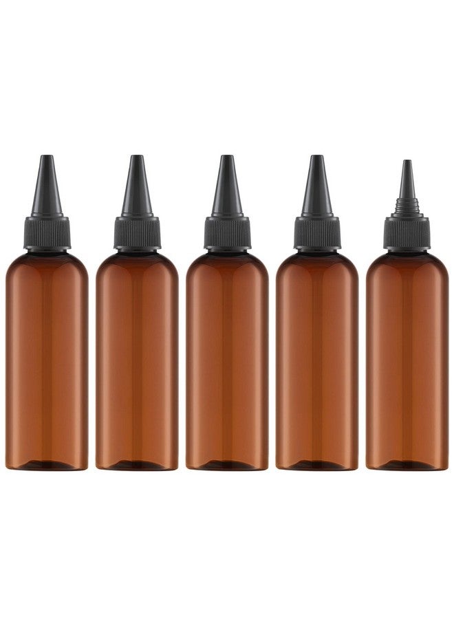 تيكسون زجاجات صبغ الشعر من تيكسون، عبوة من 5 زجاجات ضغط قابلة لإعادة التعبئة، زجاجات بلاستيكية فارغة بغطاء علوي ملتوي (3.4 أونصة، لون كهرماني) - Image 1