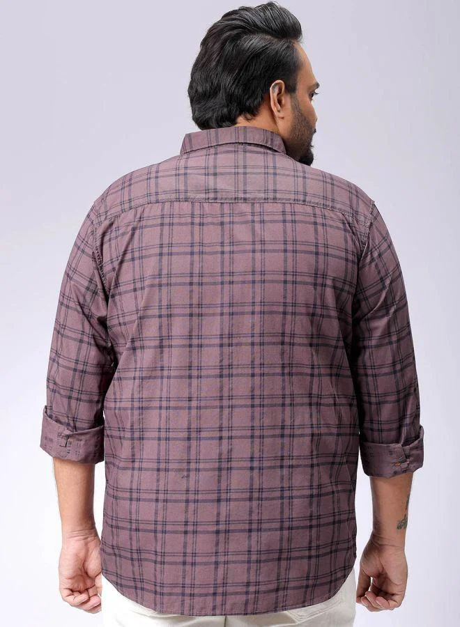 هاردسودا Men Plus Size Regular Fit Checkered Spread Collar Full Sleeves Casual Shirt