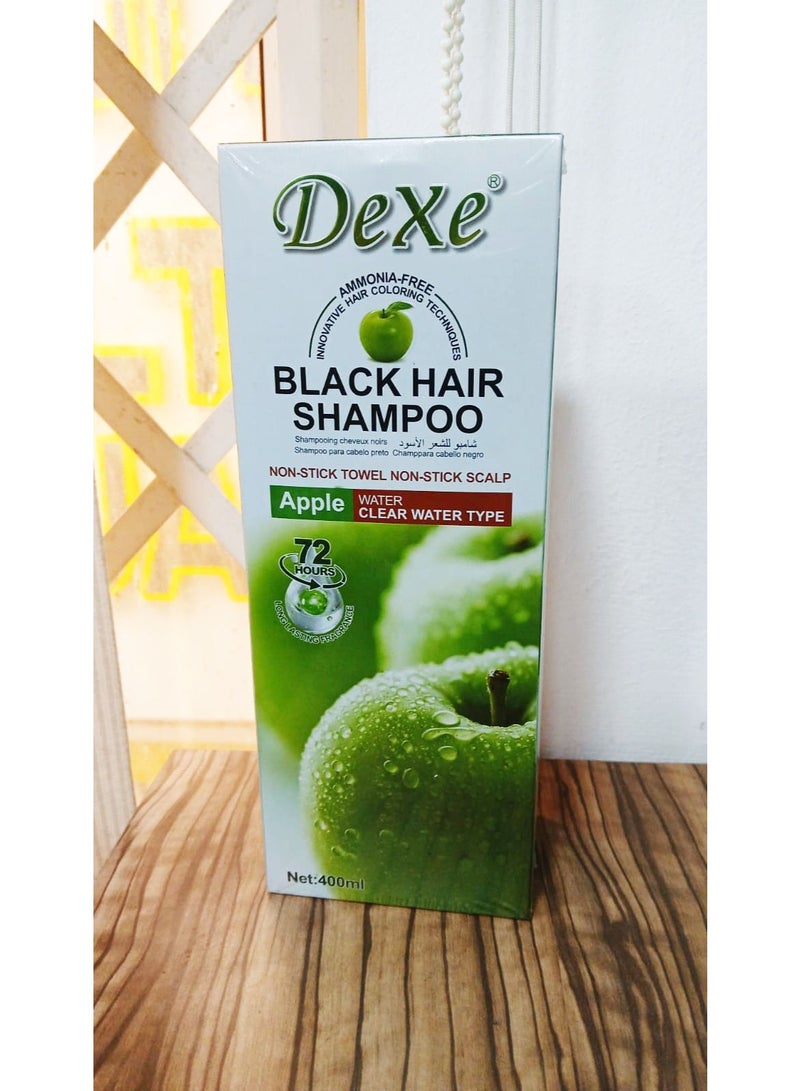 DeXe Black Hair Shampoo Ammonia Free Hair Coloring Shampoo with Apple Extract Long Lasting Black Color Non-Stick Formula 400ml - Image 3