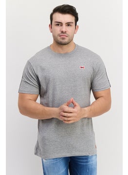Canadian Peak Men Crew Neck Short Sleeve Brand Logo T Shirt, Grey Combo  - Image 1
