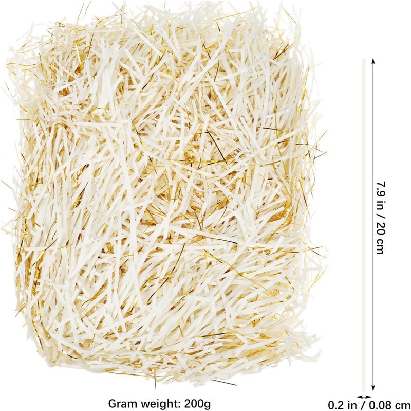 Uonlytech Gold and Ivory Raffia Paper Filler 200g – Shredded Paper for Boxes, Packaging Material for Hampers and Corporate Gifting, Basket Filler for Weddings and Birthdays - Image 2
