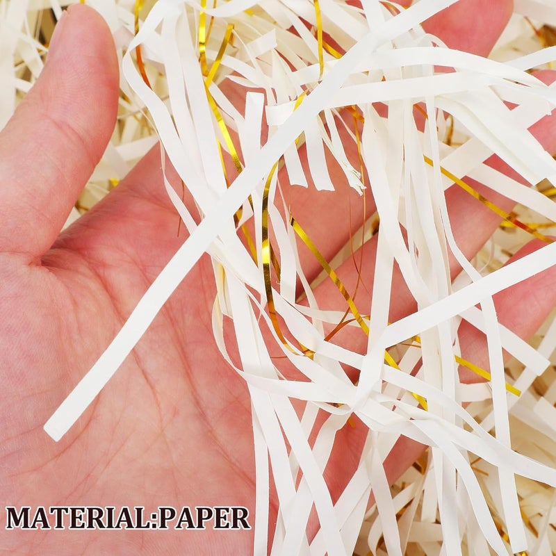 Uonlytech Gold and Ivory Raffia Paper Filler 200g – Shredded Paper for Boxes, Packaging Material for Hampers and Corporate Gifting, Basket Filler for Weddings and Birthdays - Image 3
