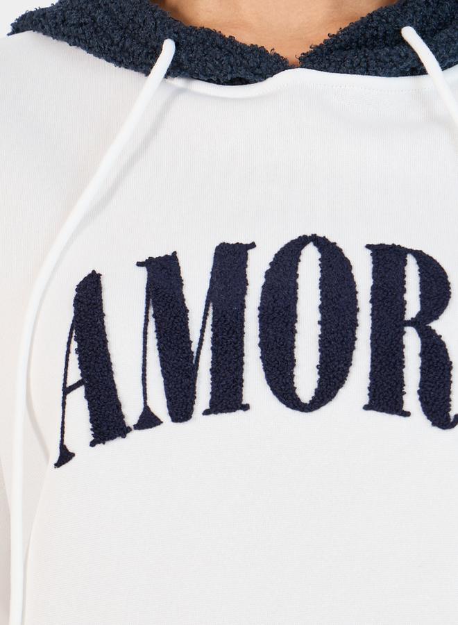 Styli Amore Slogan Print Longline Hoodie - Image 3